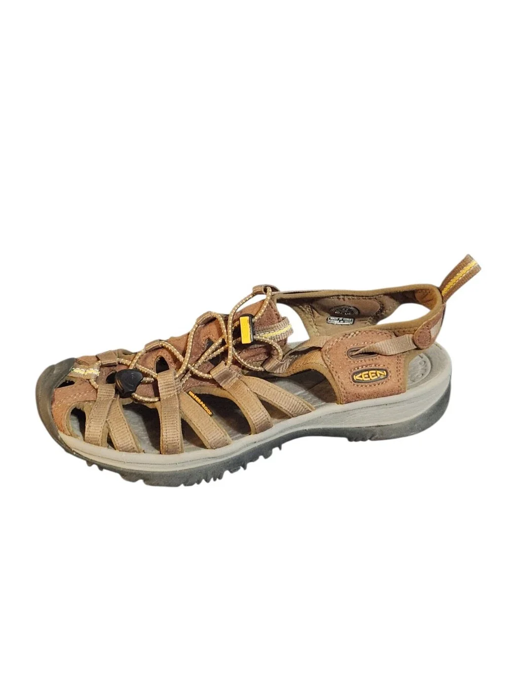 Keen Whisper Sandals Womens 8.5 Brown Tan Waterproof Shoes Strappy